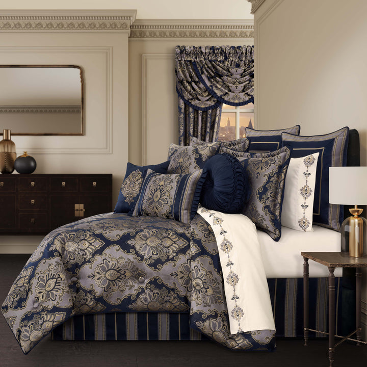 Bradley Navy 4 Piece Comforter Set Comforter Sets By J. Queen New York