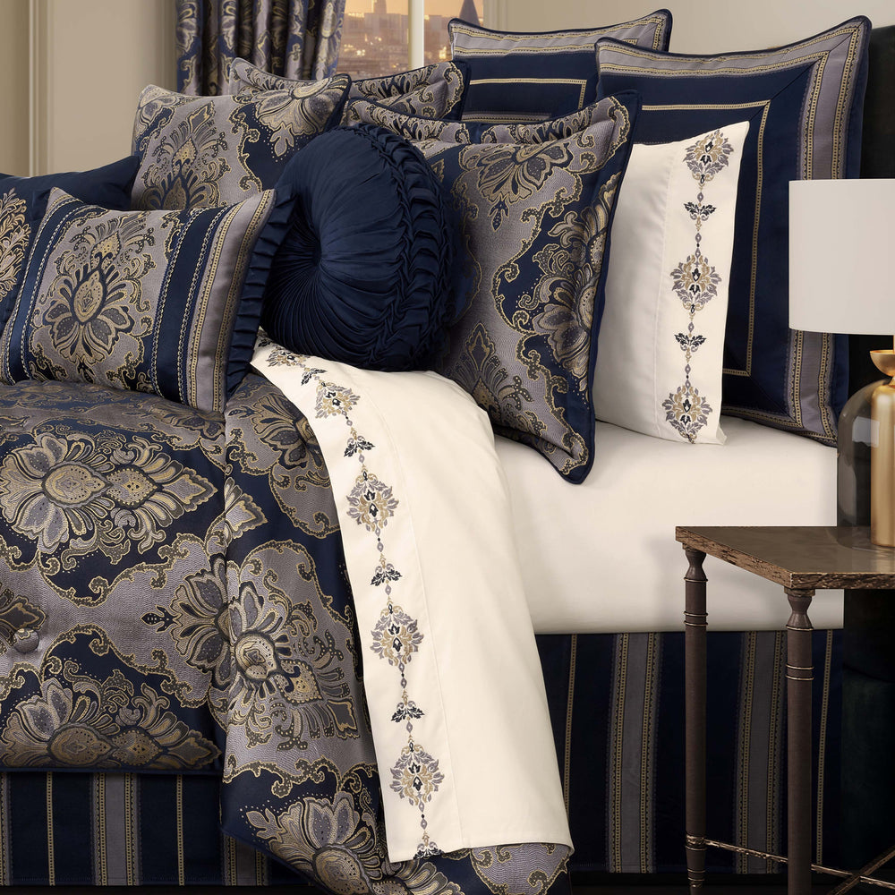 Bradley Navy 4 Piece Comforter Set Comforter Sets By J. Queen New York