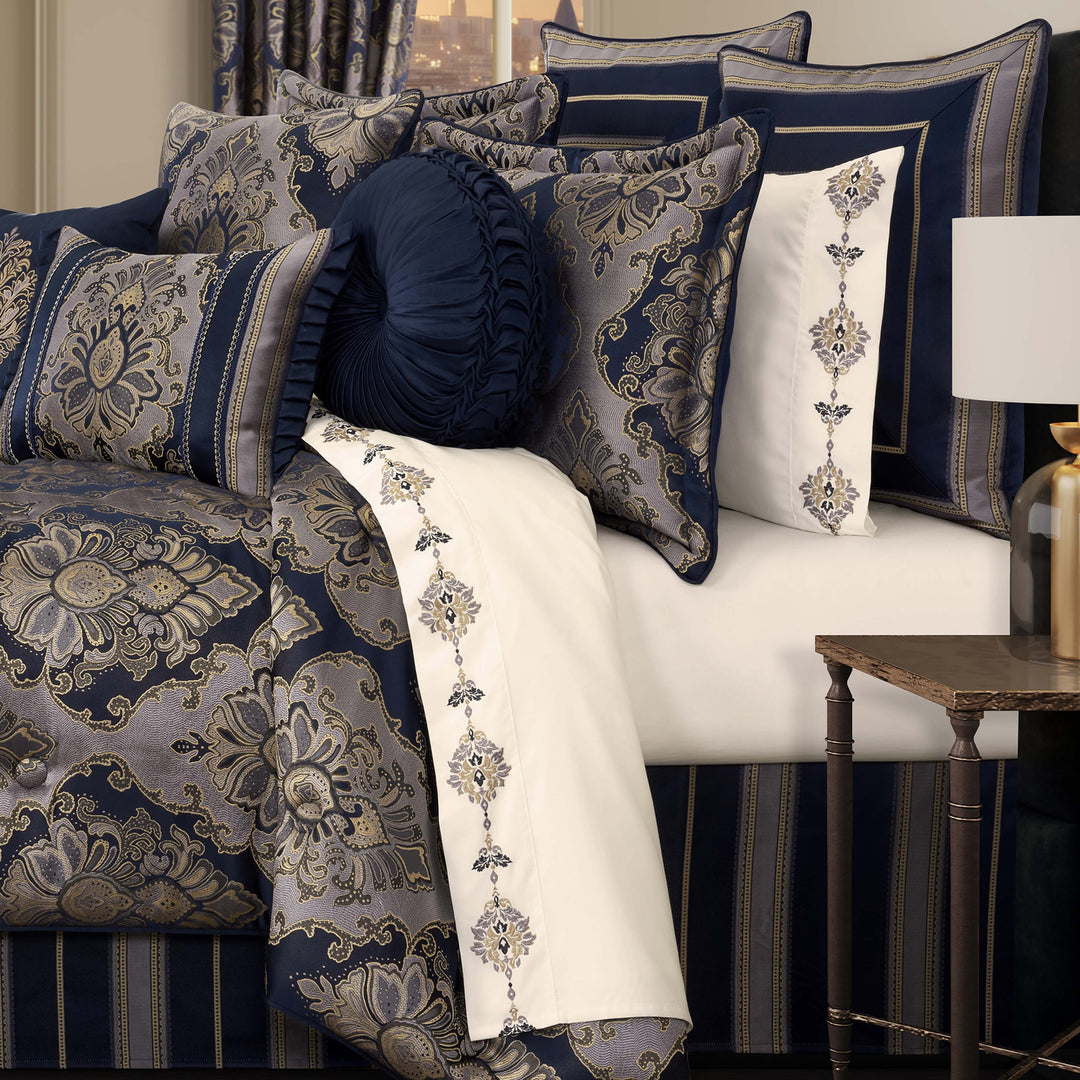 Bradley Navy 4 Piece Comforter Set Comforter Sets By J. Queen New York