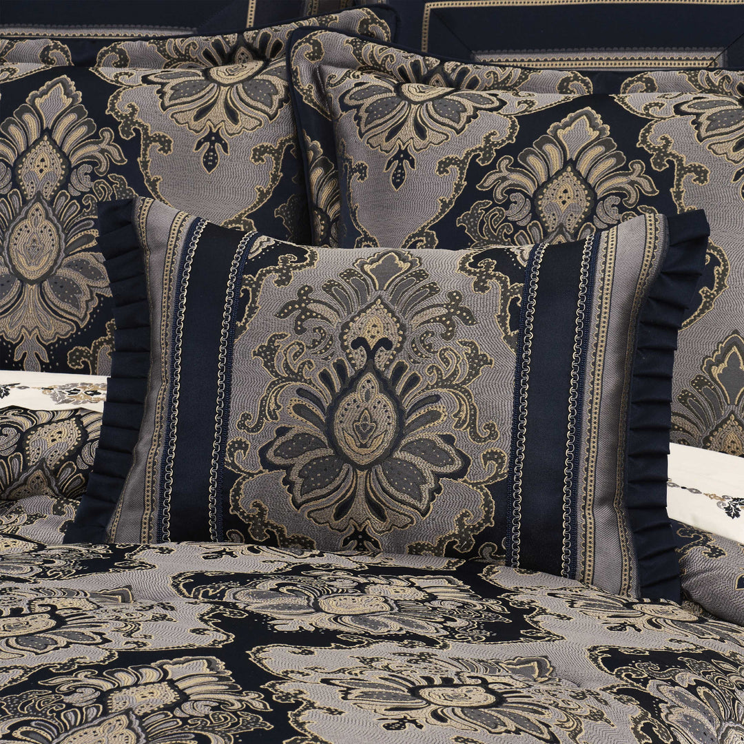 Bradley Navy Boudoir Decorative Throw Pillow 21" x 15" Throw Pillows By J. Queen New York