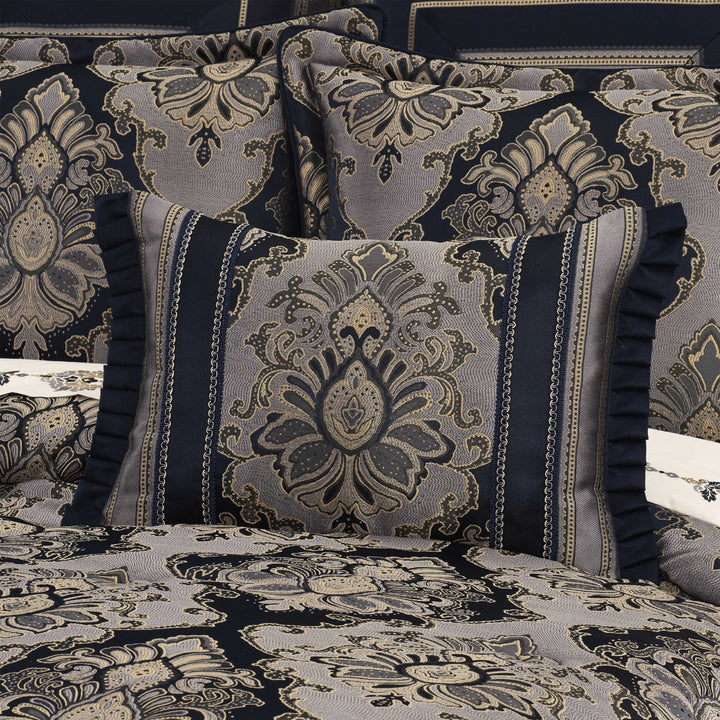 Bradley Navy Boudoir Decorative Throw Pillow 21" x 15" Throw Pillows By J. Queen New York