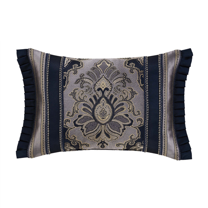 Bradley Navy Boudoir Decorative Throw Pillow 21" x 15" Throw Pillows By J. Queen New York