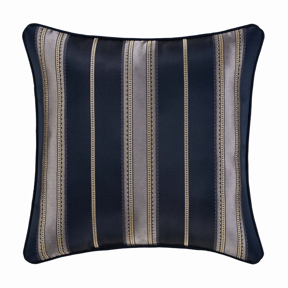 Bradley Navy Square Decorative Throw Pillow 20" x 20" Throw Pillows By J. Queen New York