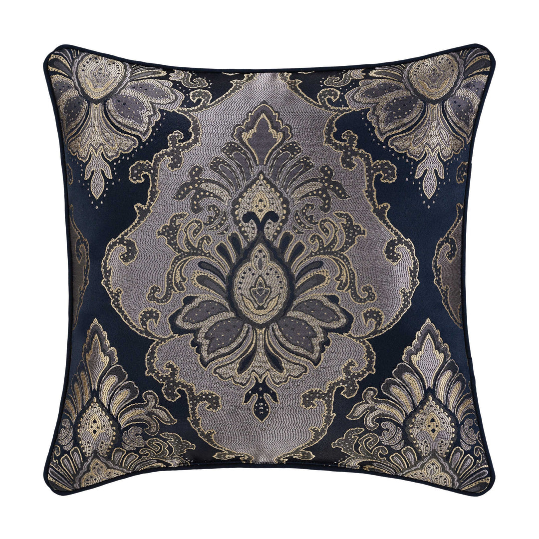 Bradley Navy Square Decorative Throw Pillow 20" x 20" Throw Pillows By J. Queen New York