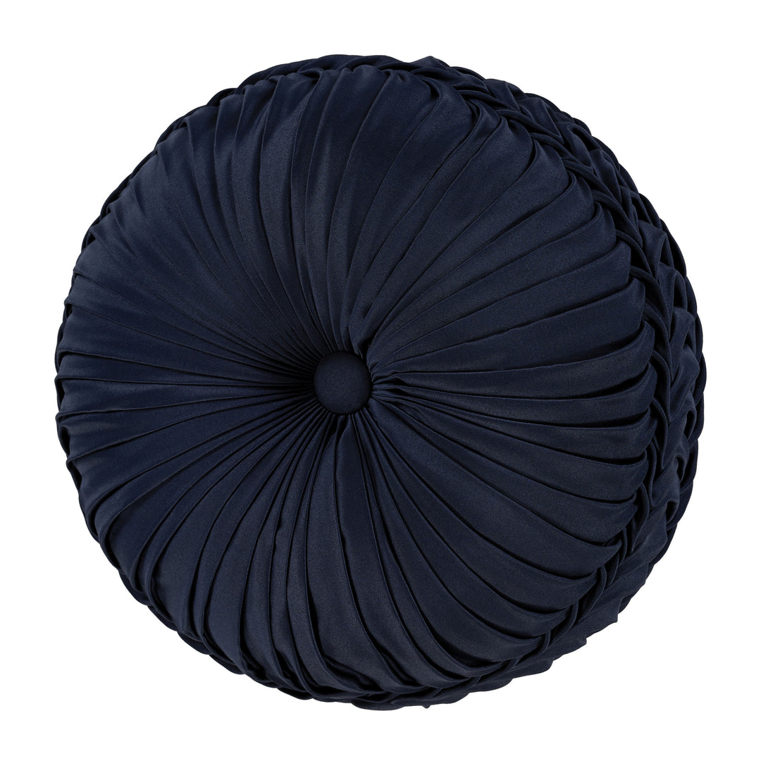 Bradley Navy Tufted Round Decorative Throw Pillow 15" x 15" Throw Pillows By J. Queen New York