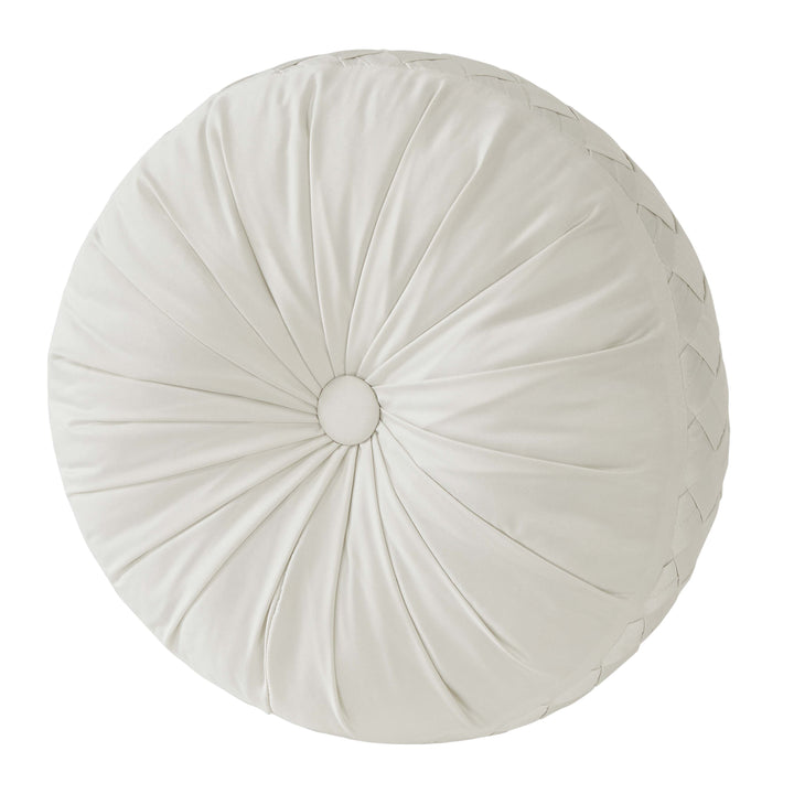 Brilliance Ivory Tufted Round Decorative Throw Pillow 15" x 15" Throw Pillows By J. Queen New York