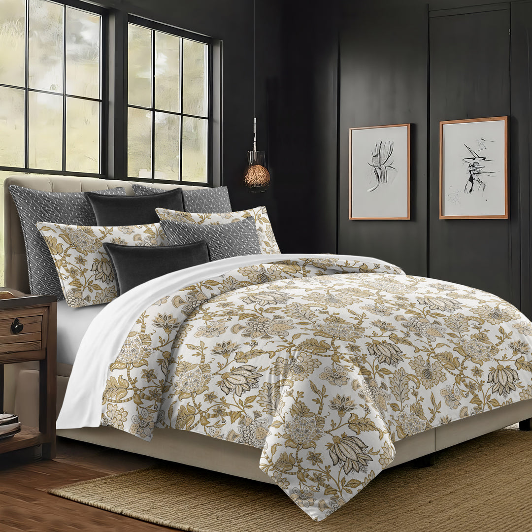 Bronte Gold 8 Piece Comforter Set Comforter Sets By Colcha Linens