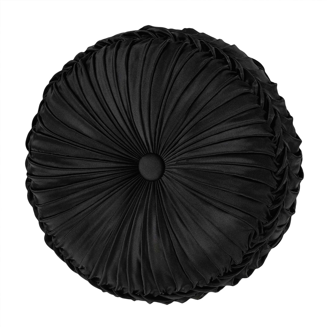 Brunello Black Tufted Round Decorative Throw Pillow 15" x 15" Throw Pillows By J. Queen New York