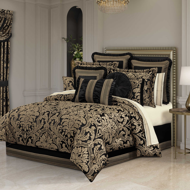 Brunello Black and Gold 4 Piece Comforter Set Comforter Sets By J. Queen New York