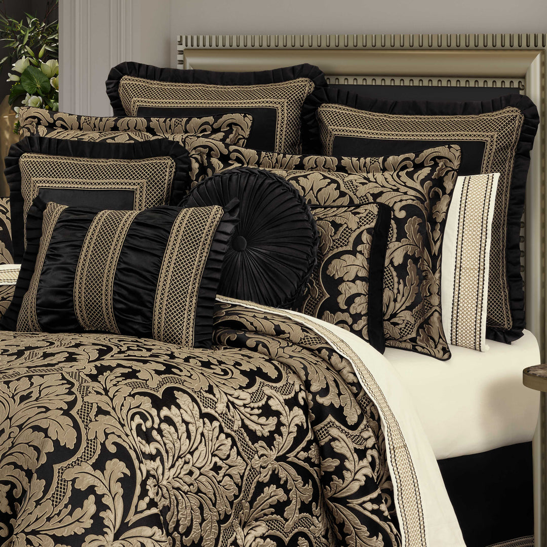 Brunello Black and Gold 4 Piece Comforter Set Comforter Sets By J. Queen New York