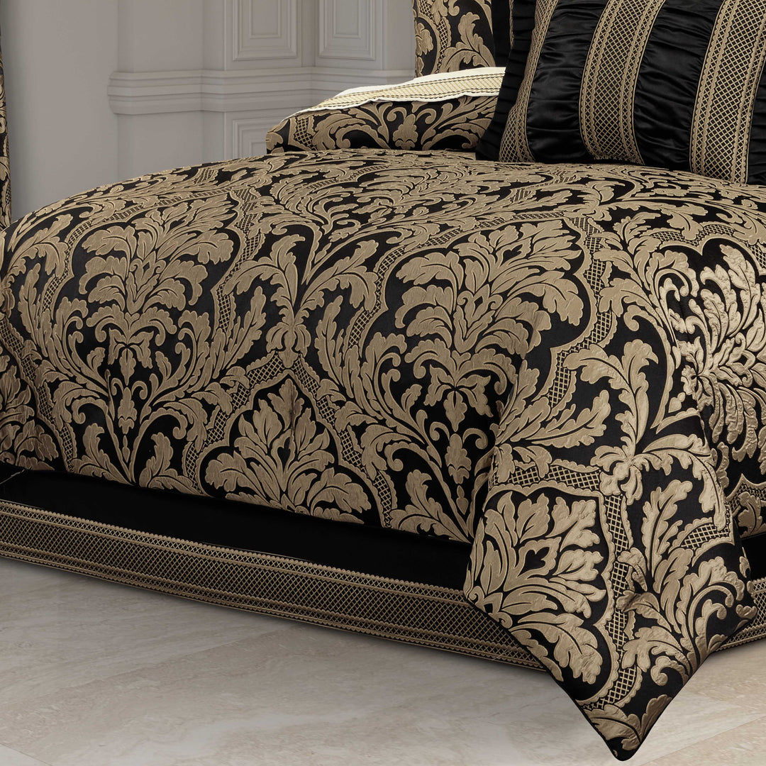 Brunello Black and Gold 4 Piece Comforter Set Comforter Sets By J. Queen New York