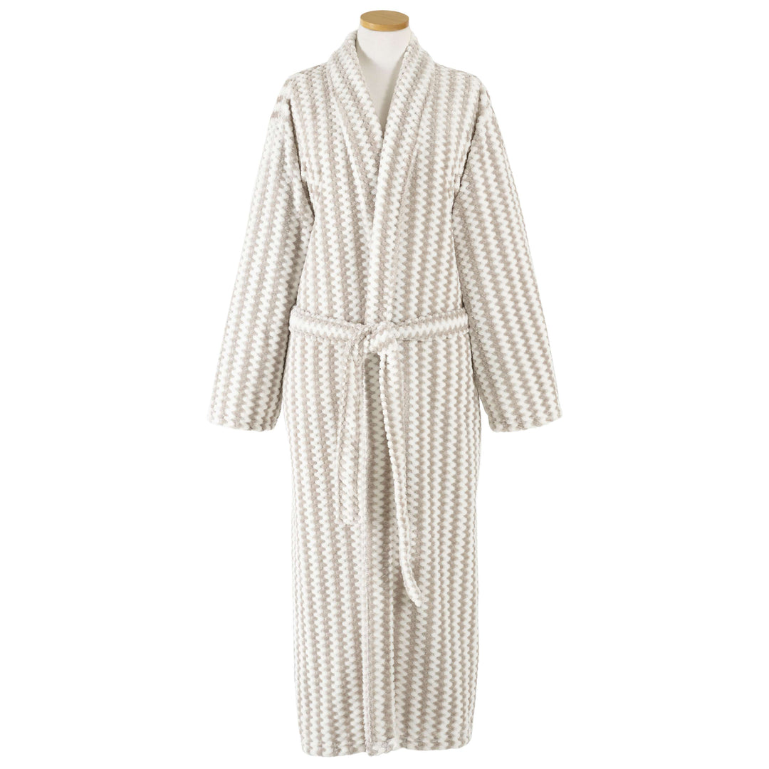 Bubble Stripe Fleece Bath Robe Bathrobe By Annie Selke