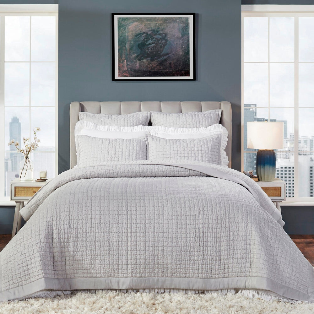 Malibu Silk Square Quilted Coverlet Coverlet By Orchids Lux Home