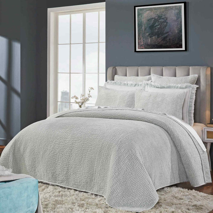 Laguna Pick Stitch Velvet Coverlet Coverlet By Orchids Lux Home