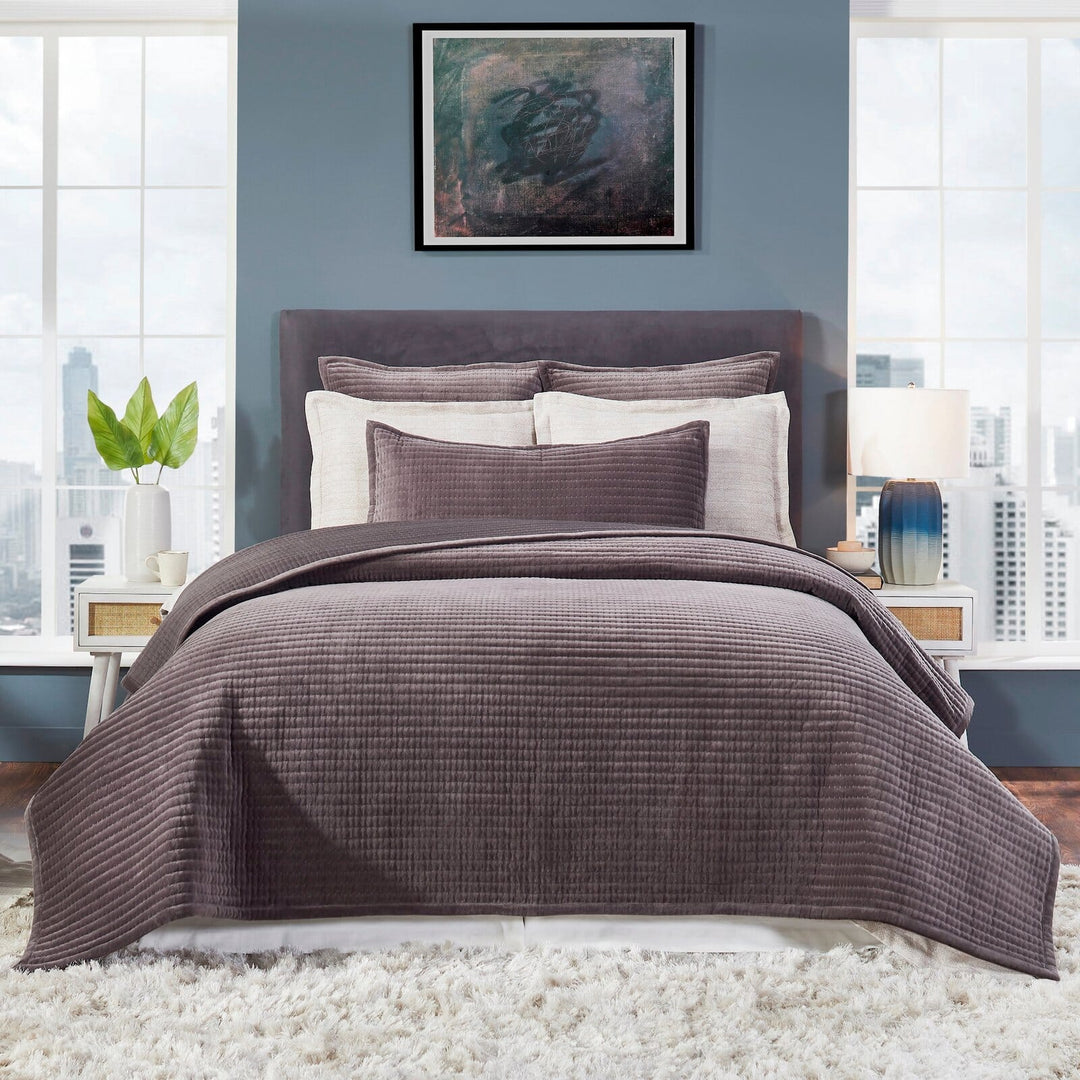 Milton Channel Stitched Velvet Coverlet Coverlet By Orchids Lux Home