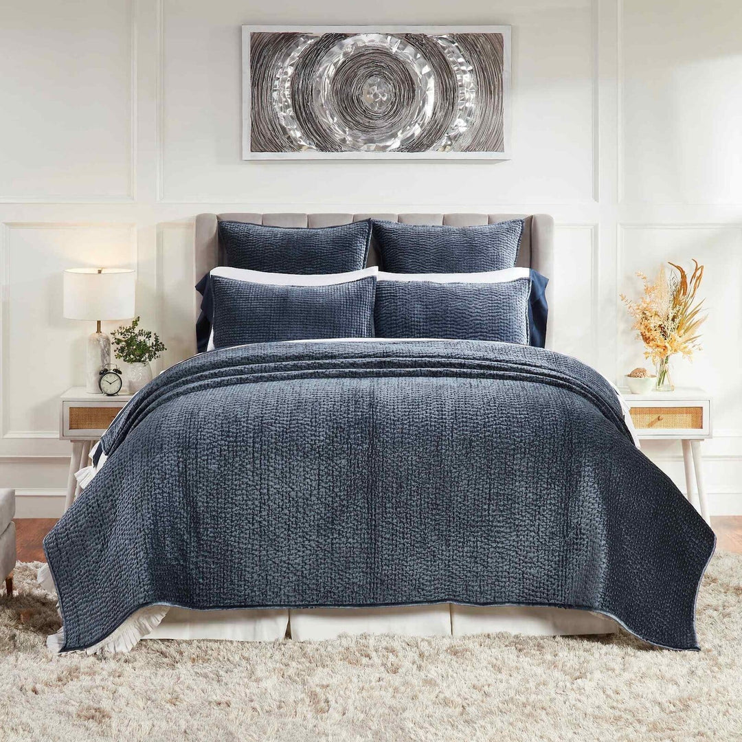 Laguna Pick Stitch Velvet Coverlet Coverlet By Orchids Lux Home