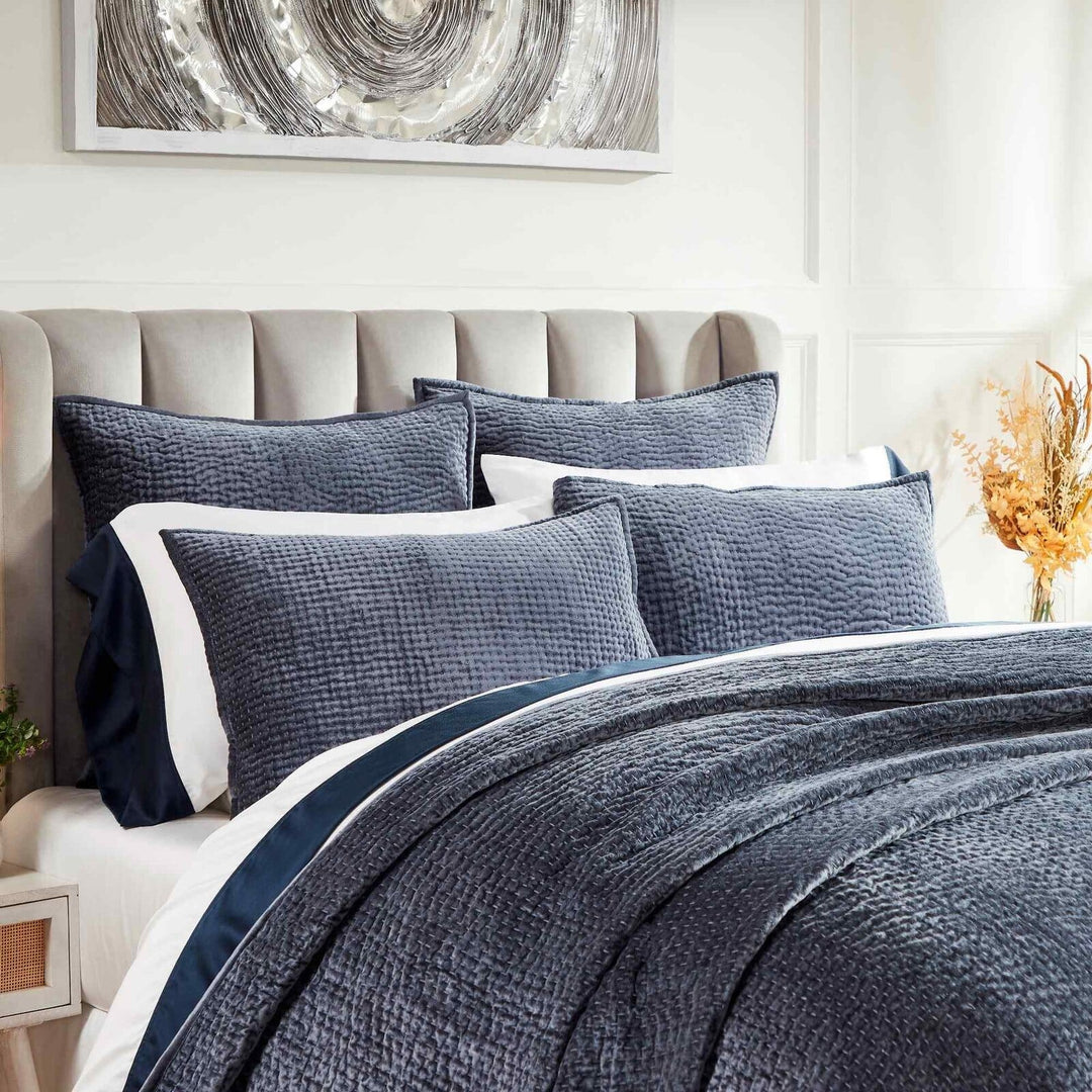 Laguna Pick Stitch Velvet Coverlet Coverlet By Orchids Lux Home