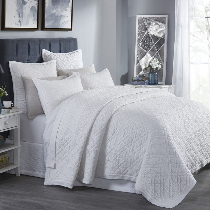 Chloe European Linen Diamond Coverlet Coverlet By Orchids Lux Home