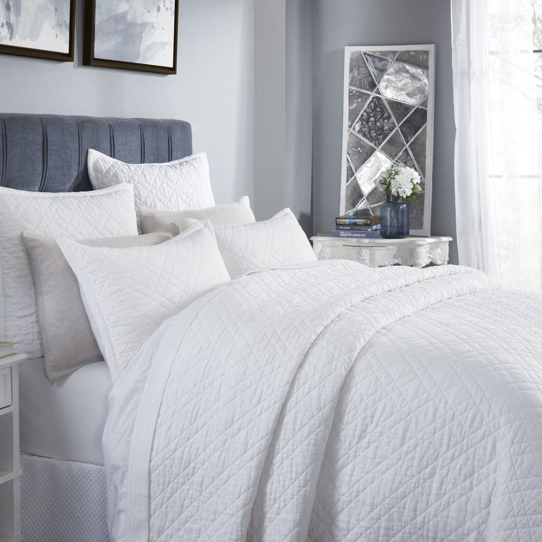 Chloe European Linen Diamond Coverlet Coverlet By Orchids Lux Home