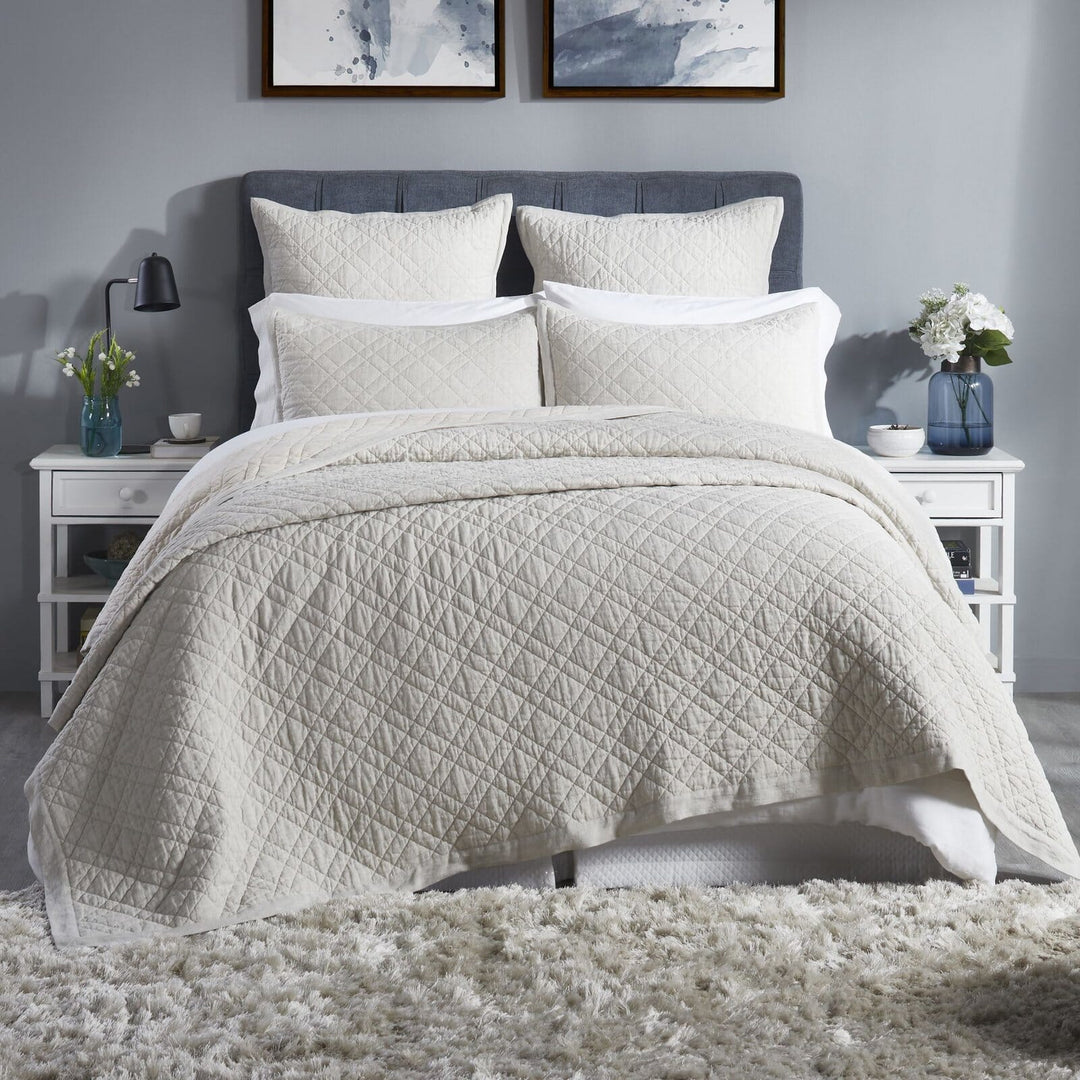 Chloe European Linen Diamond Coverlet Coverlet By Orchids Lux Home