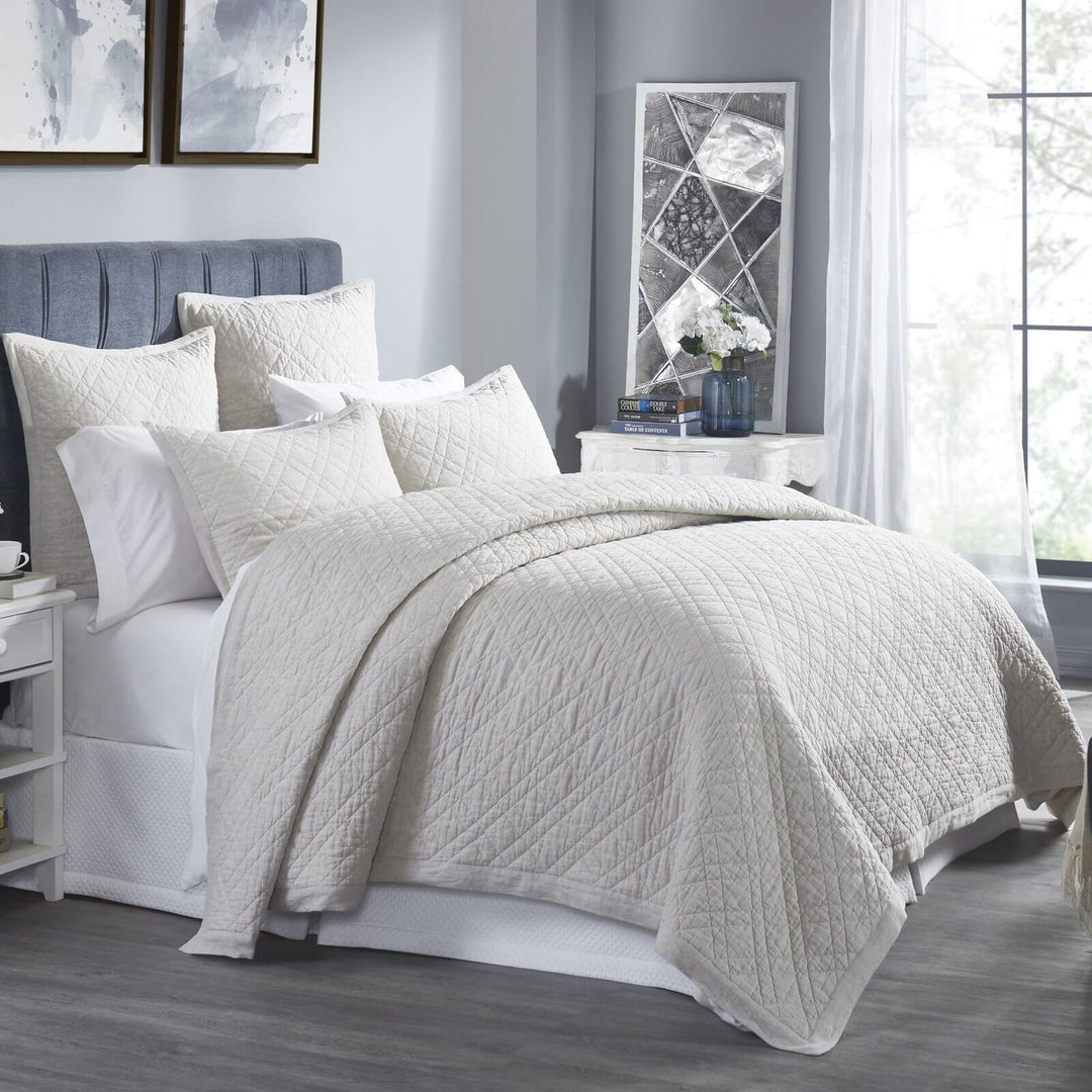 Chloe European Linen Diamond Coverlet Coverlet By Orchids Lux Home