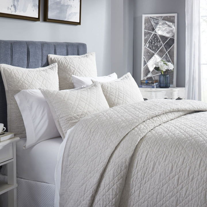 Chloe European Linen Diamond Coverlet Coverlet By Orchids Lux Home