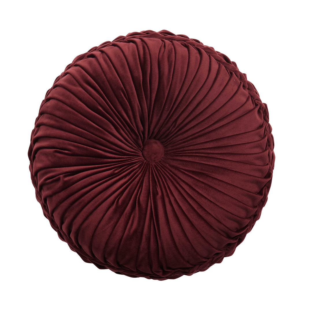 Calistoga Crimson Tufted Round Decorative Throw Pillow 15" x 15" Throw Pillows By J. Queen New York