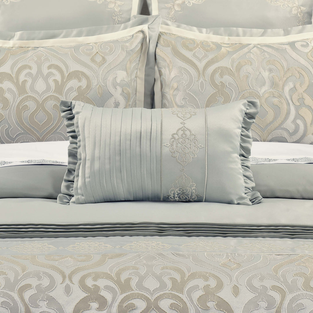 Calmfield Aqua Boudoir Decorative Throw Pillow 19" x 13" Throw Pillows By J. Queen New York