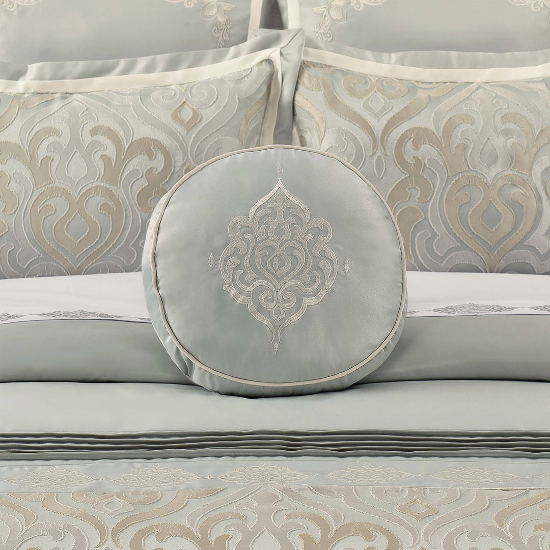 Calmfield Aqua Round Decorative Throw Pillow 15" x 15" Throw Pillows By J. Queen New York