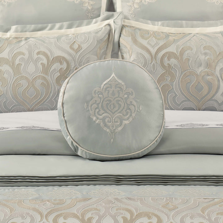 Calmfield Aqua Round Decorative Throw Pillow 15" x 15" Throw Pillows By J. Queen New York