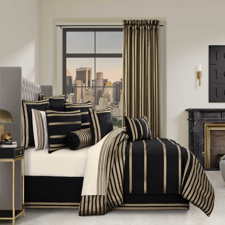 Calvari Black and Gold 4 Piece Comforter Set Comforter Sets By J. Queen New York