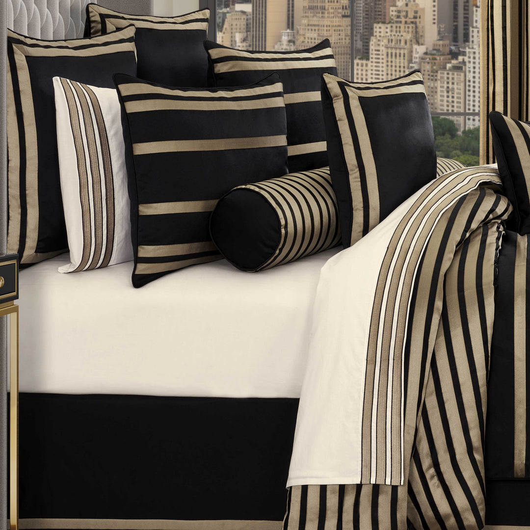Calvari Black and Gold 4 Piece Comforter Set Comforter Sets By J. Queen New York
