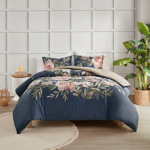 Camillia Navy 3 Piece Duvet Cover Set Duvet Covers By JLA HOME/Olliix (E & E Co., Ltd)