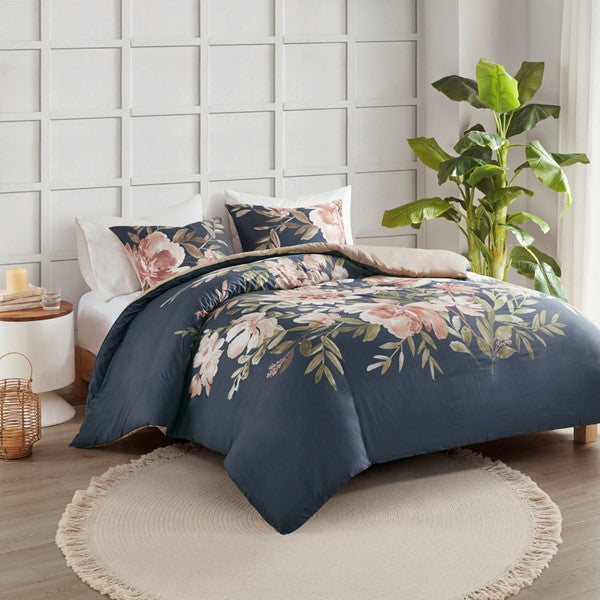 Camillia Navy 3 Piece Duvet Cover Set Duvet Covers By JLA HOME/Olliix (E & E Co., Ltd)