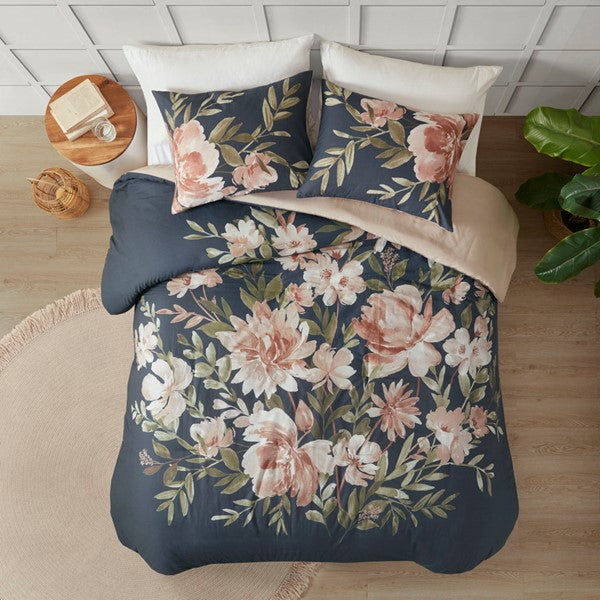 Camillia Navy 3 Piece Duvet Cover Set Duvet Covers By JLA HOME/Olliix (E & E Co., Ltd)