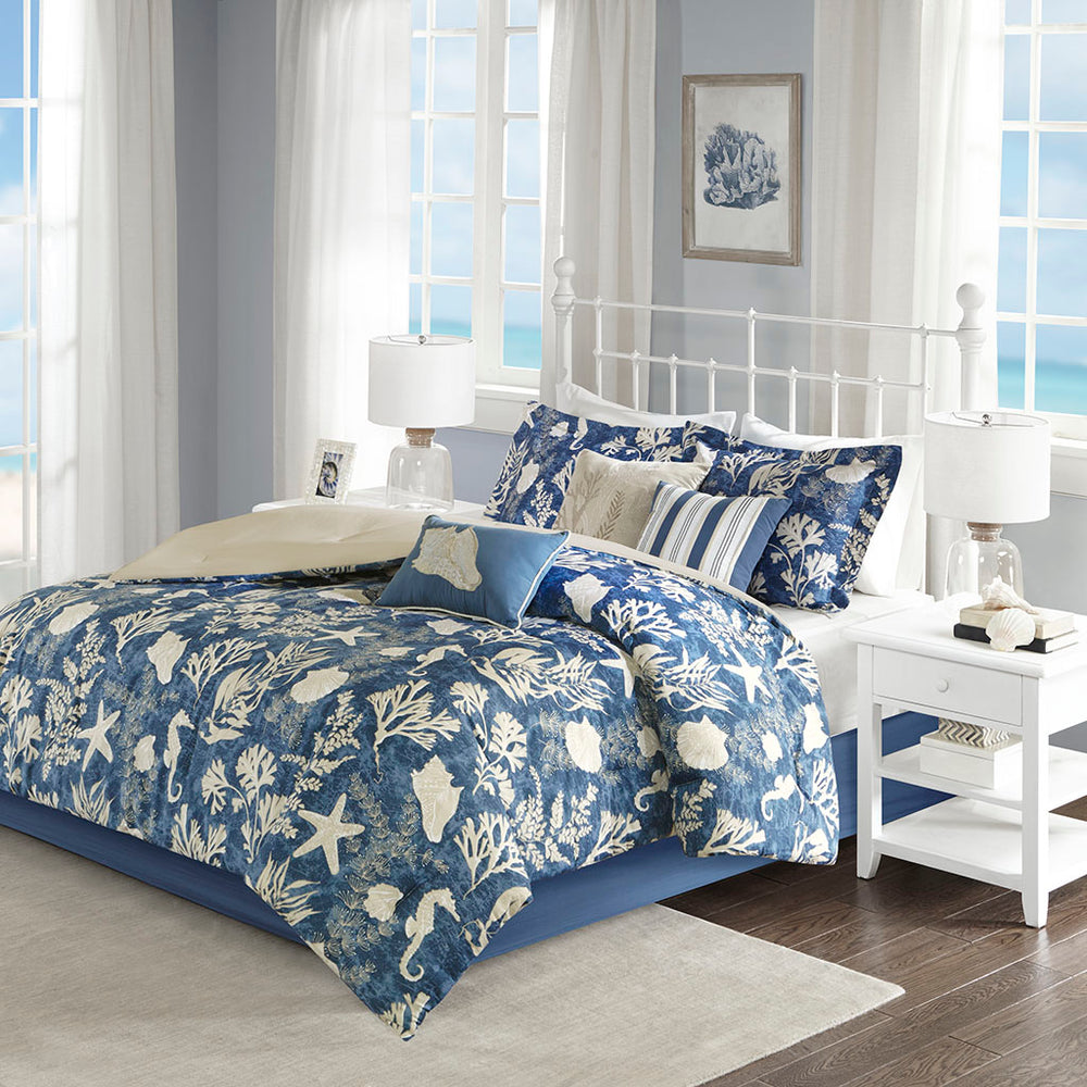 Cape Cod Blue 7 Piece Comforter Set Comforter Sets By JLA HOME/Olliix (E & E Co., Ltd)
