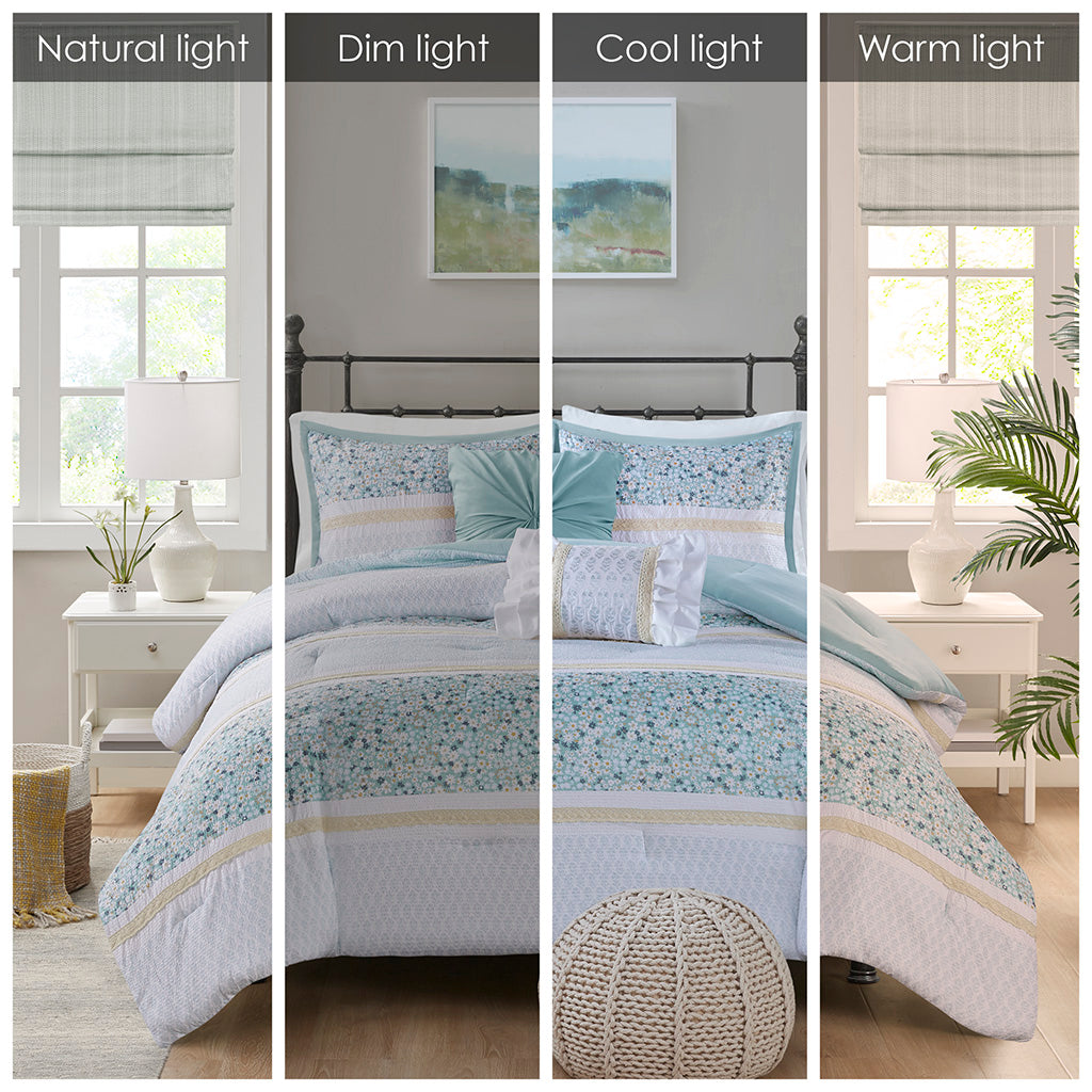 Caralie Aqua 5 Piece Comforter Set Comforter Sets By JLA HOME/Olliix (E & E Co., Ltd)