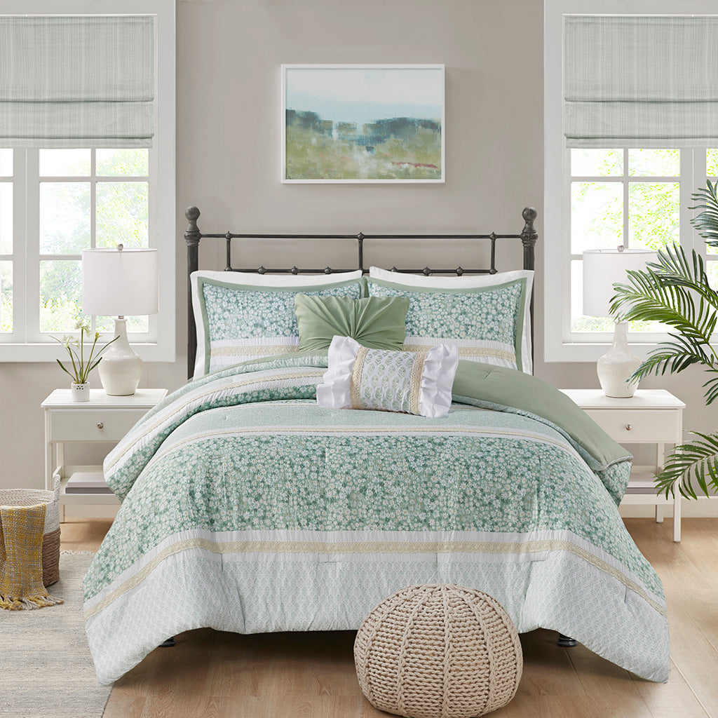 Caralie Green 5 Piece Comforter Set Comforter Sets By JLA HOME/Olliix (E & E Co., Ltd)