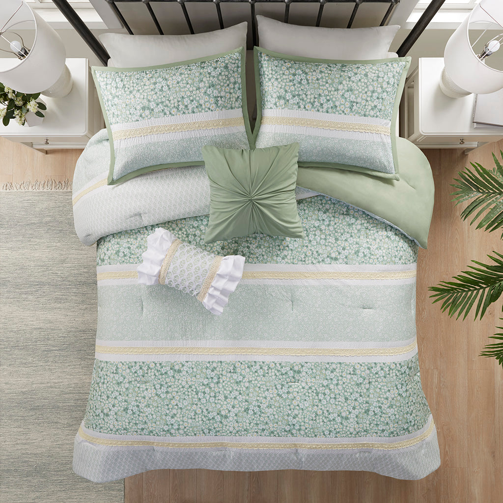 Caralie Green 5 Piece Comforter Set Comforter Sets By JLA HOME/Olliix (E & E Co., Ltd)