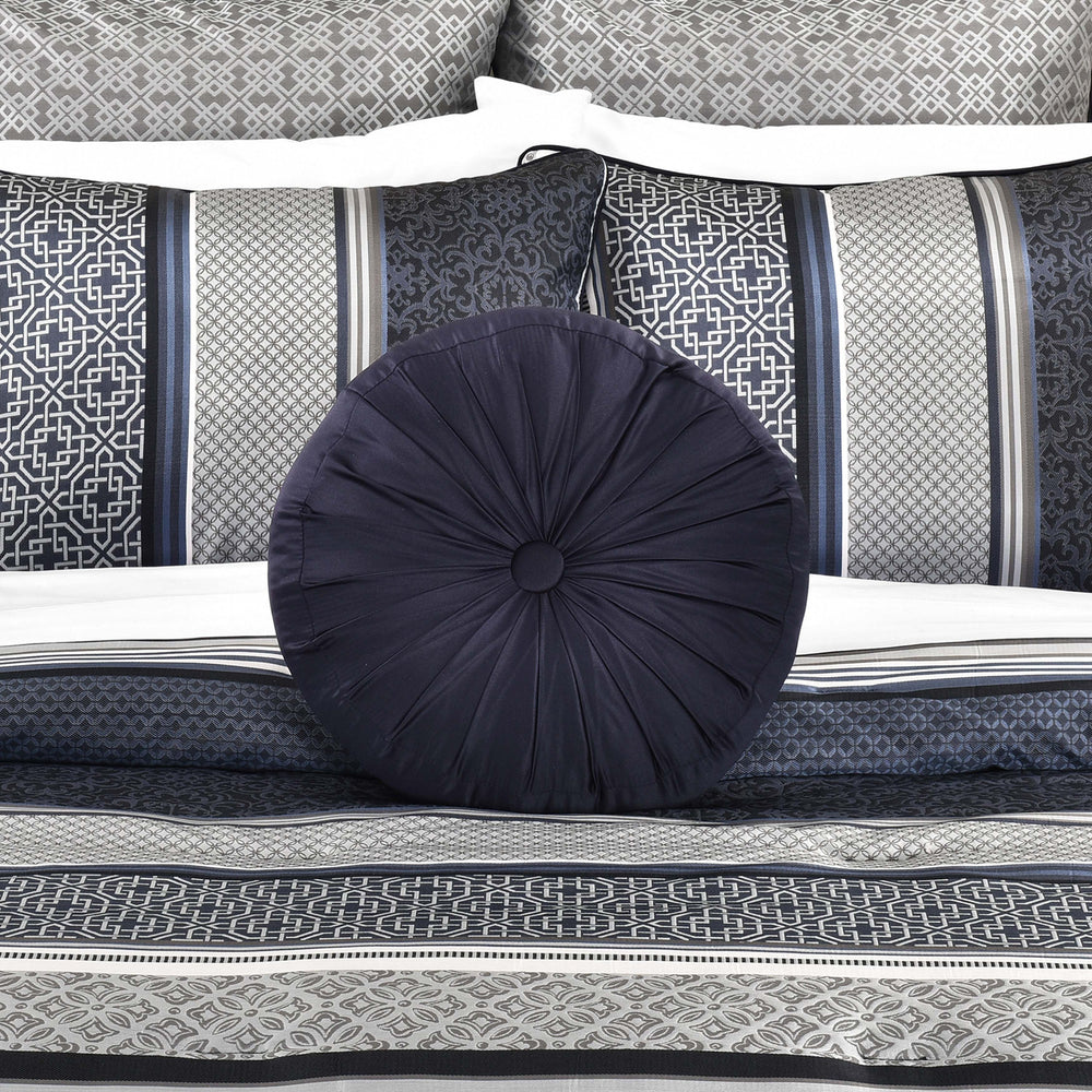 Carlisle Indigo Round Decorative Throw Pillow 15" x 15" Throw Pillows By J. Queen New York