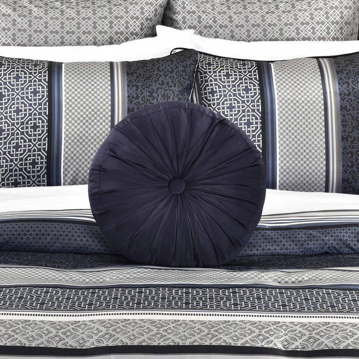 Carlisle Indigo Round Decorative Throw Pillow 15" x 15" Throw Pillows By J. Queen New York