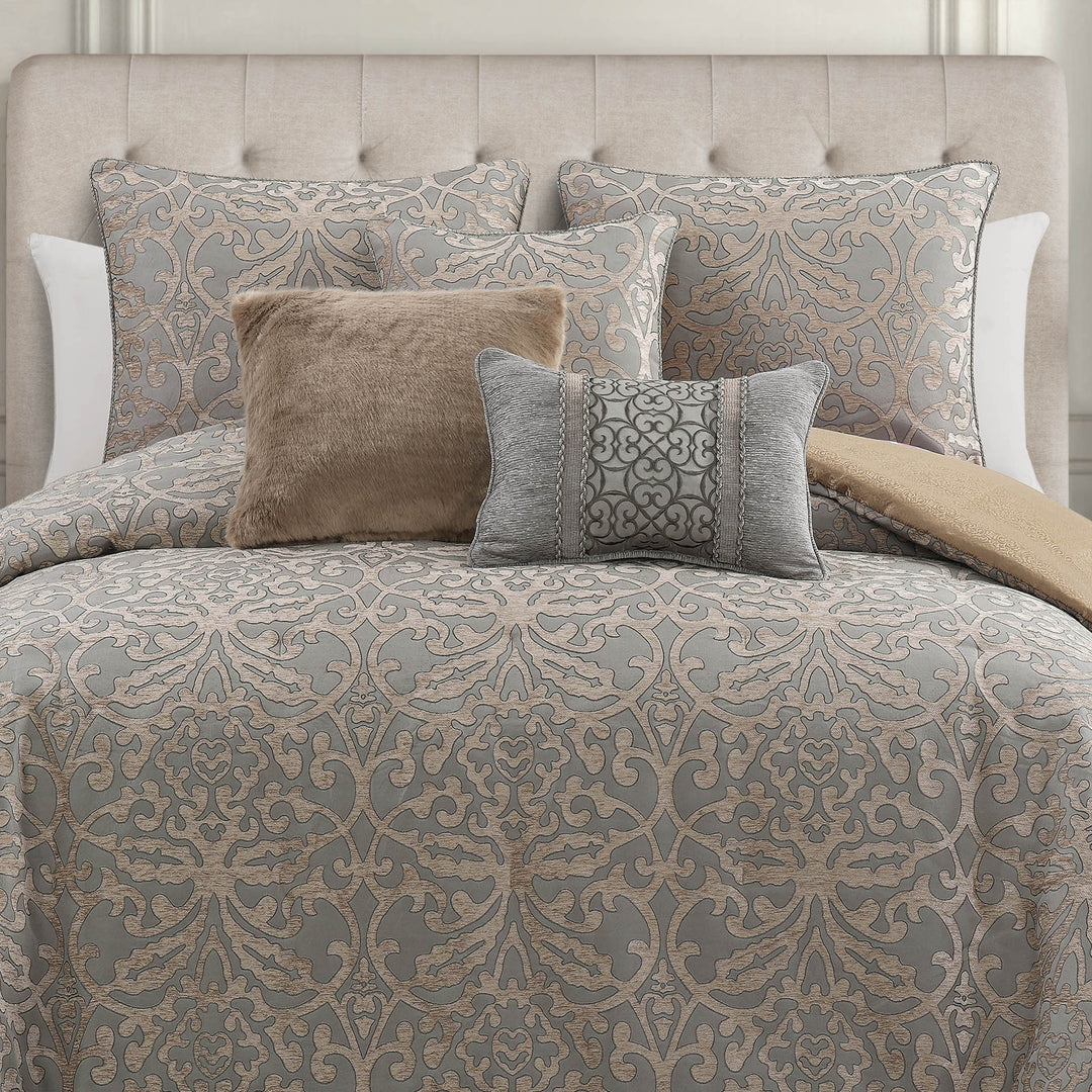 Carrick Silver/Gold 3 Piece Comforter Set Comforter Sets By Waterford