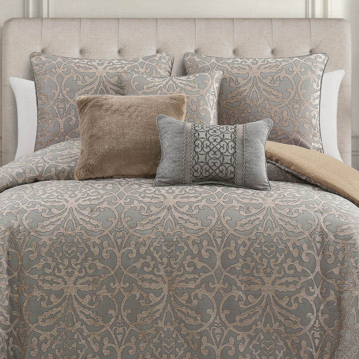 Carrick Silver/Gold 3 Piece Comforter Set Comforter Sets By Waterford