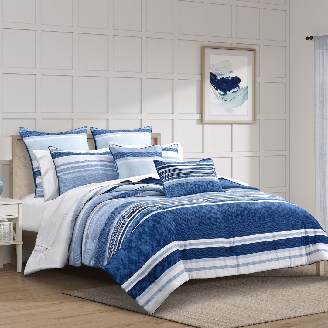 Carson Blue 3 Piece Comforter Set Comforter Sets By J. Queen New York
