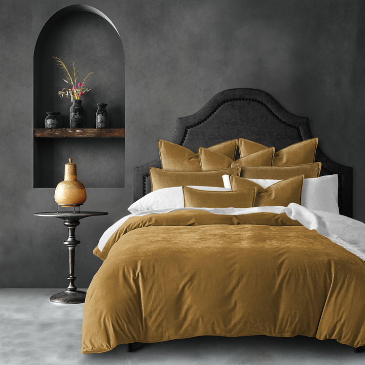 Cascade Velvet Curry 8 Piece Duvet Cover Set Duvet Covers By Colcha Linens