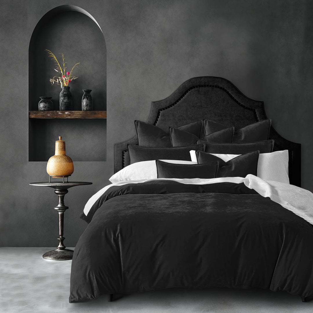 Cascade Velvet Ebony 8 Piece Comforter Set Comforter Sets By Colcha Linens