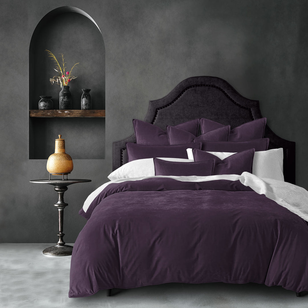 Cascade Velvet Eggplant 8 Piece Comforter Set Comforter Sets By Colcha Linens