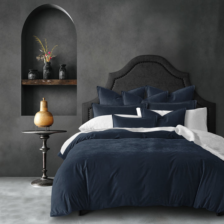 Cascade Velvet True Navy 8 Piece Coverlet Set Coverlet By Colcha Linens