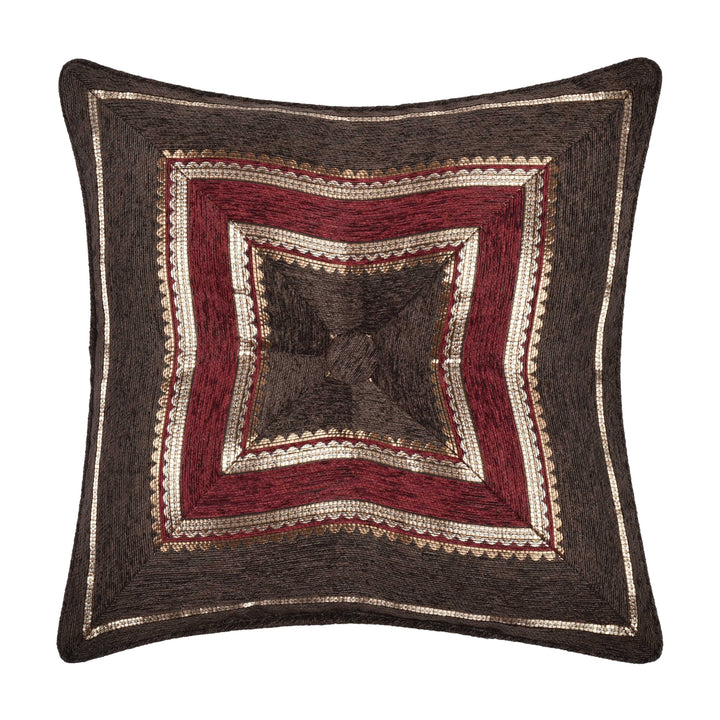 Cerino Chocolate Square Decorative Throw Pillow 18" x 18" Throw Pillows By J. Queen New York