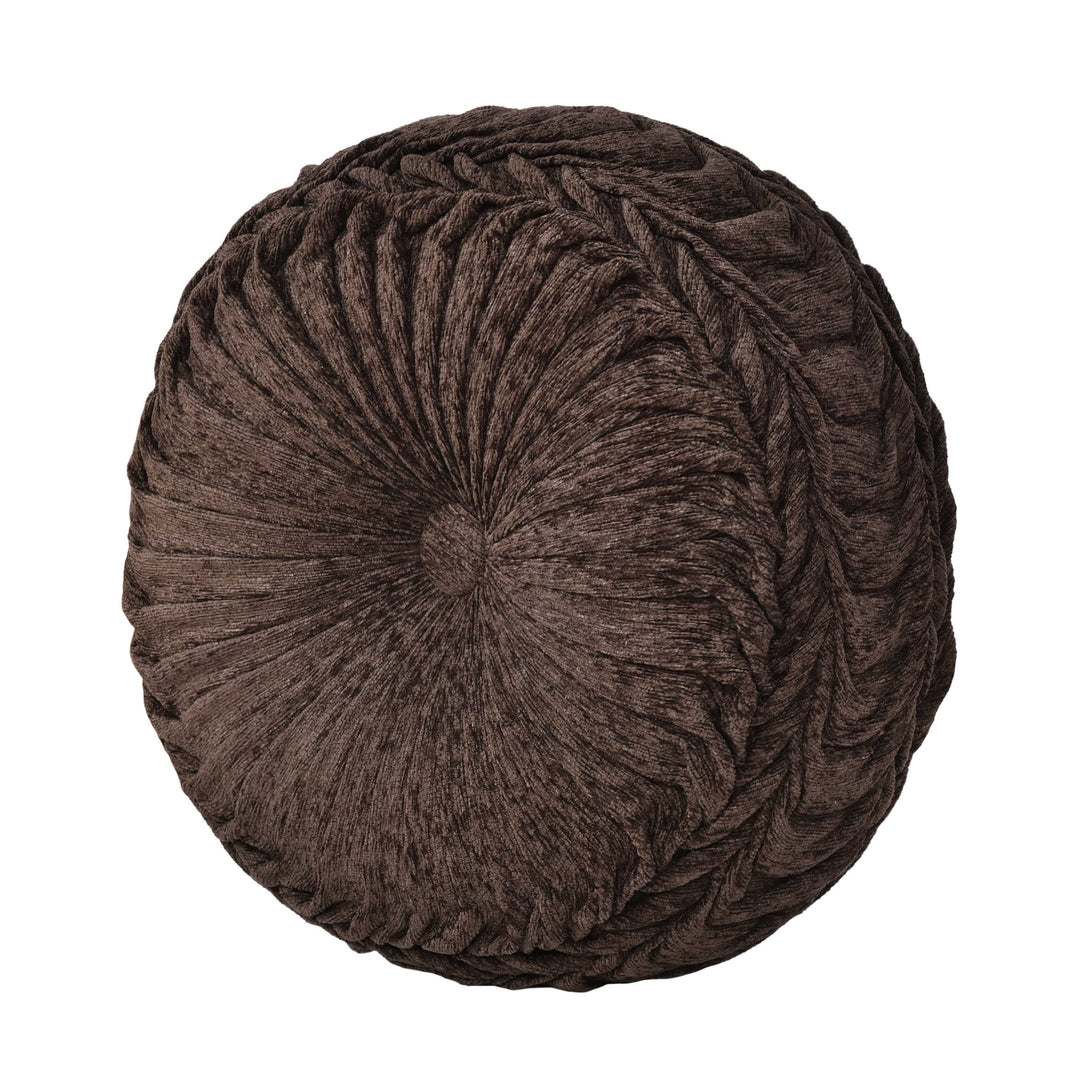 Cerino Chocolate Tufted Round Decorative Throw Pillow 15" x 15" Throw Pillows By J. Queen New York